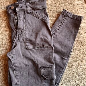 Women Gray High Rise Skinny Cargo Pants